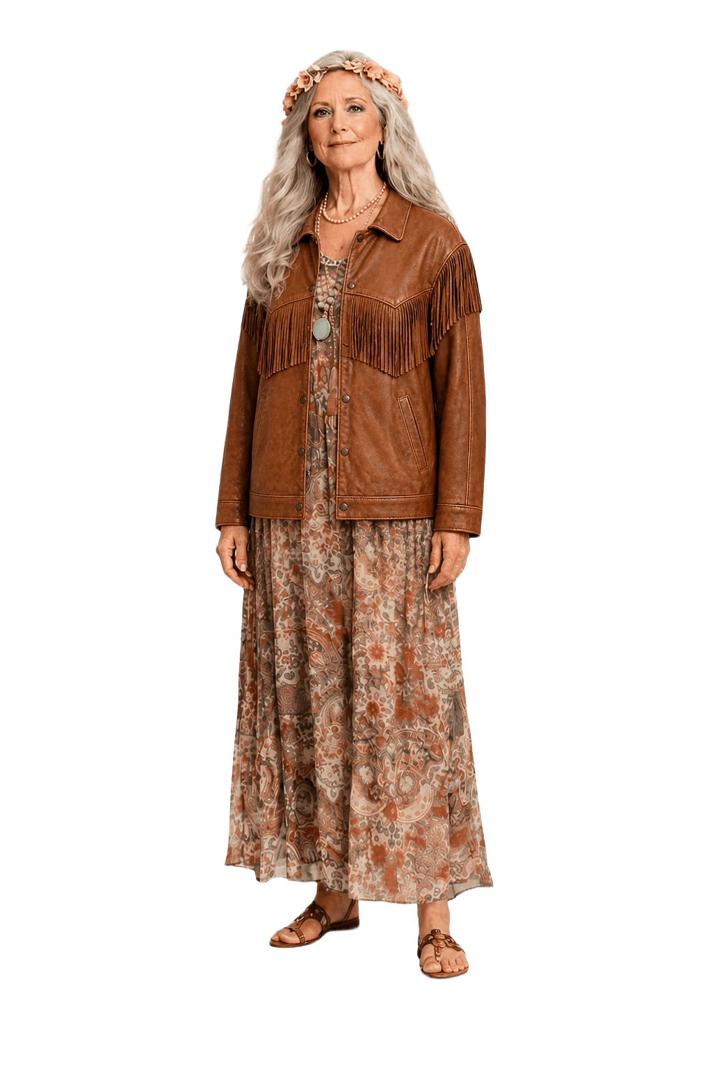 1970s Tan Leather Jacket - Model