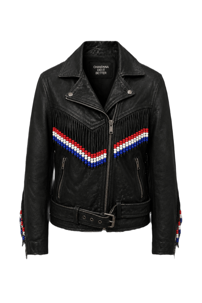 1980s Black Leather Jacket - Front View