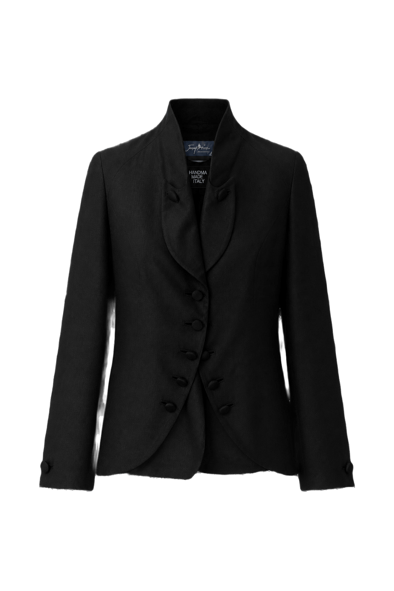 1980s Black Wool Blend Jacket - Front View