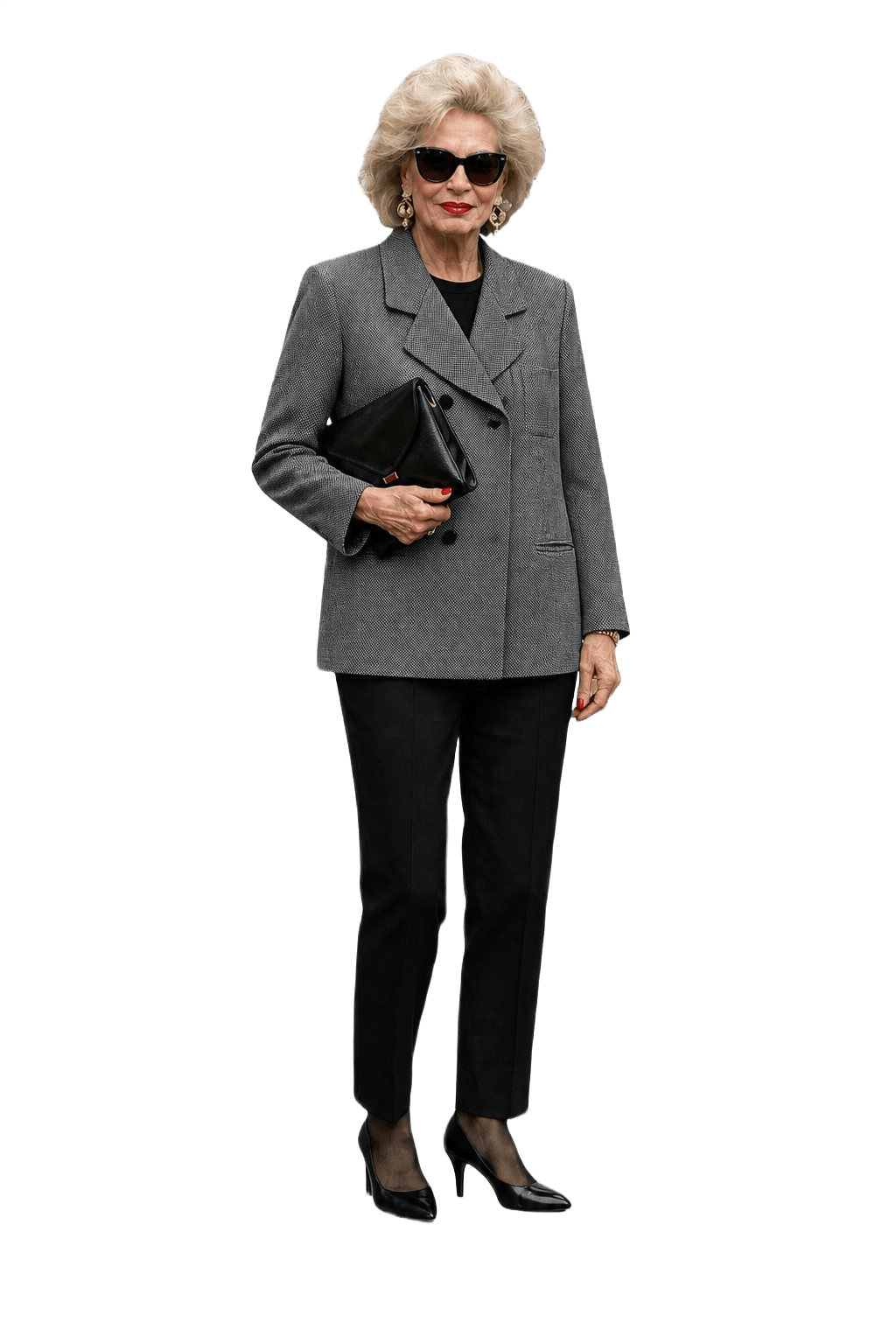 1980s Grey Wool Blend Blazer - Model