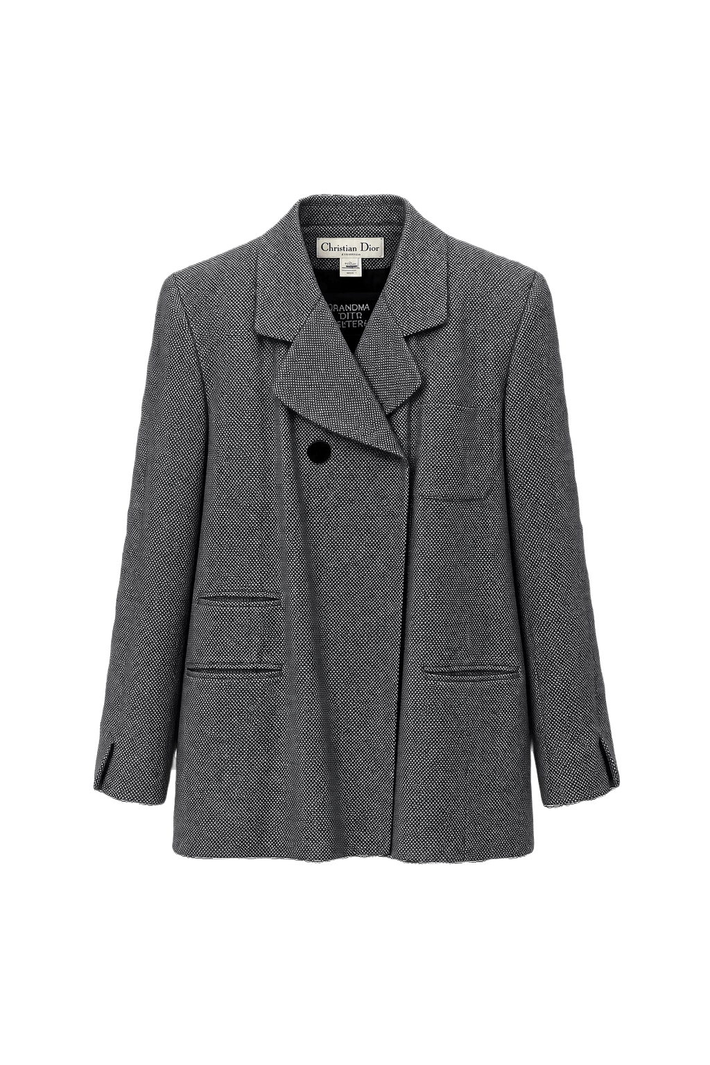 1980s Grey Wool Blend Blazer - Front View