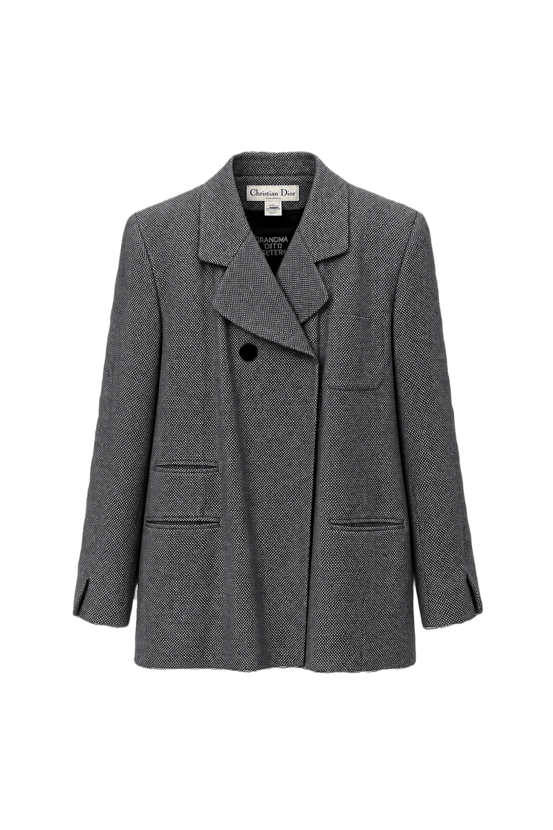 1980s Grey Wool Blend Blazer - Front View