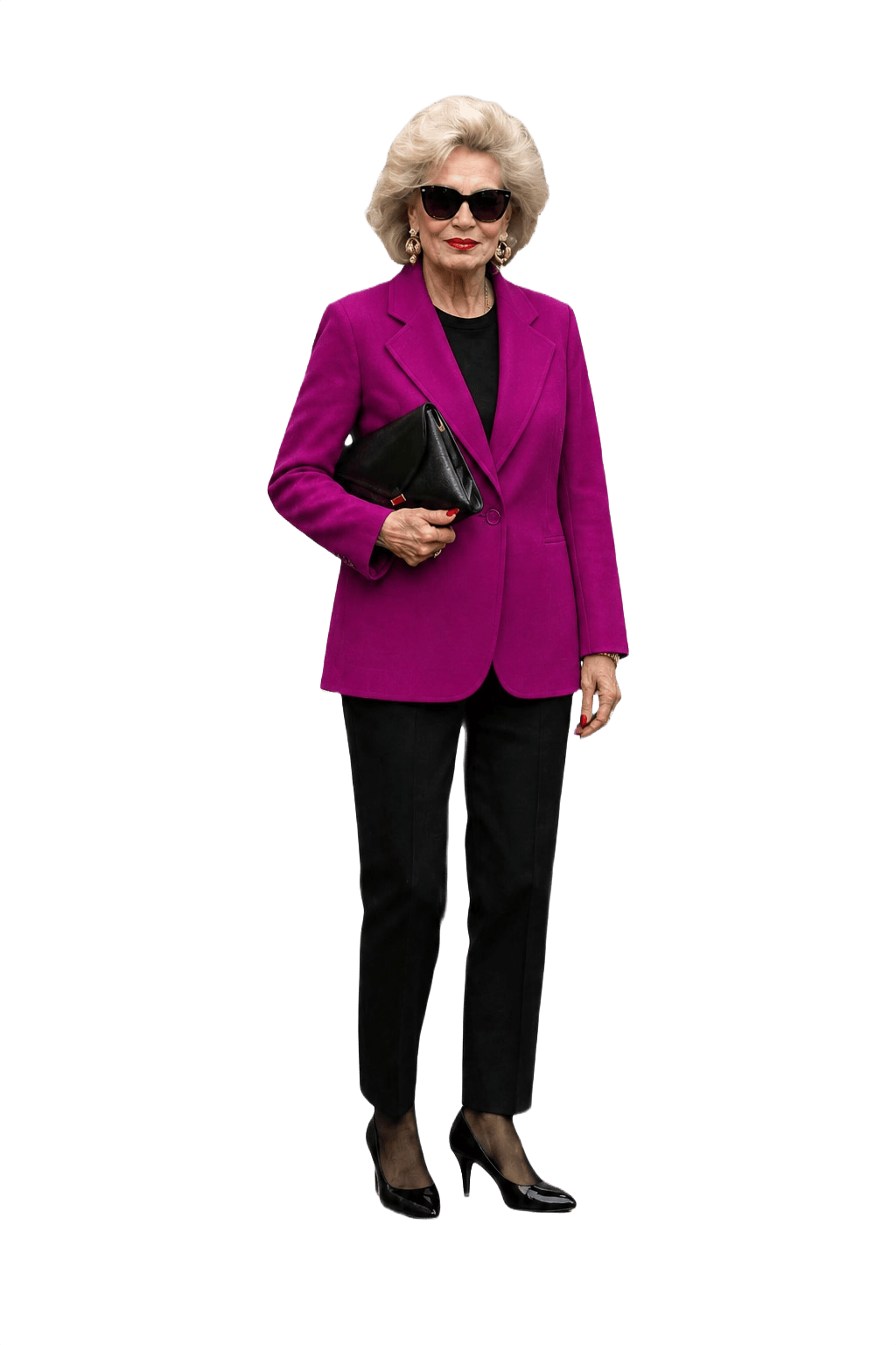 1980s Magenta Wool Blazer - Model