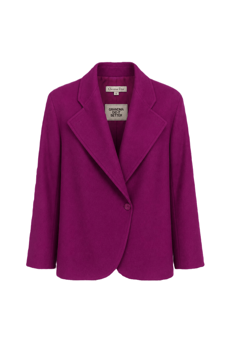 1980s Magenta Wool Blazer - Front View