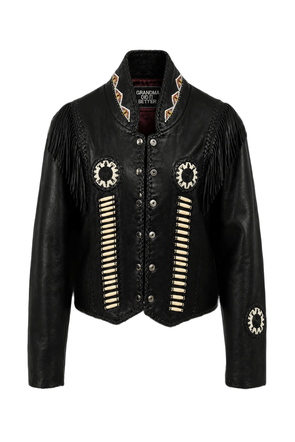 1980s Black Leather Jacket - Front View