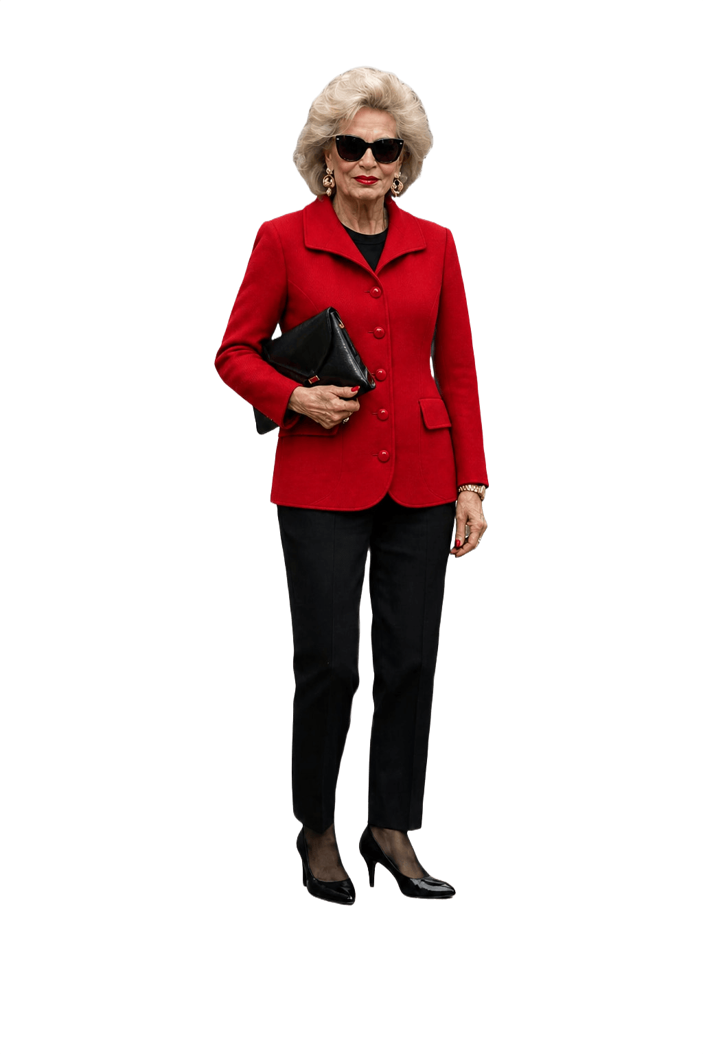 1980s Red Polyester Blazer - Model