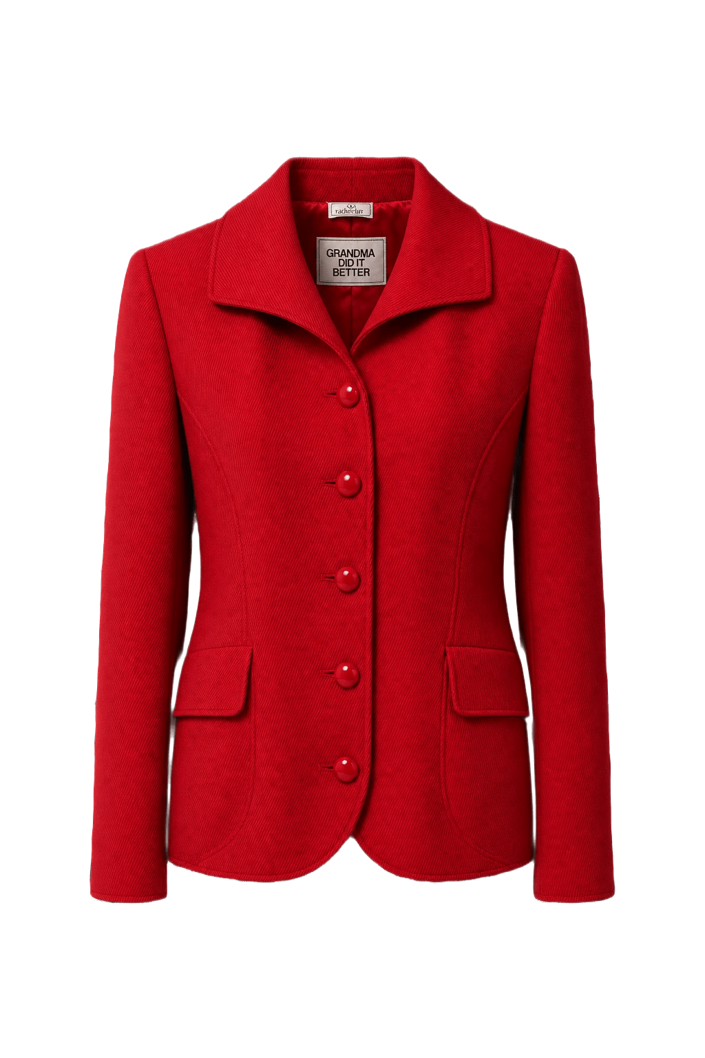 1980s Red Polyester Blazer - Front View