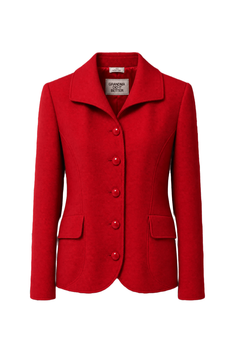 1980s Red Polyester Blazer - Front View