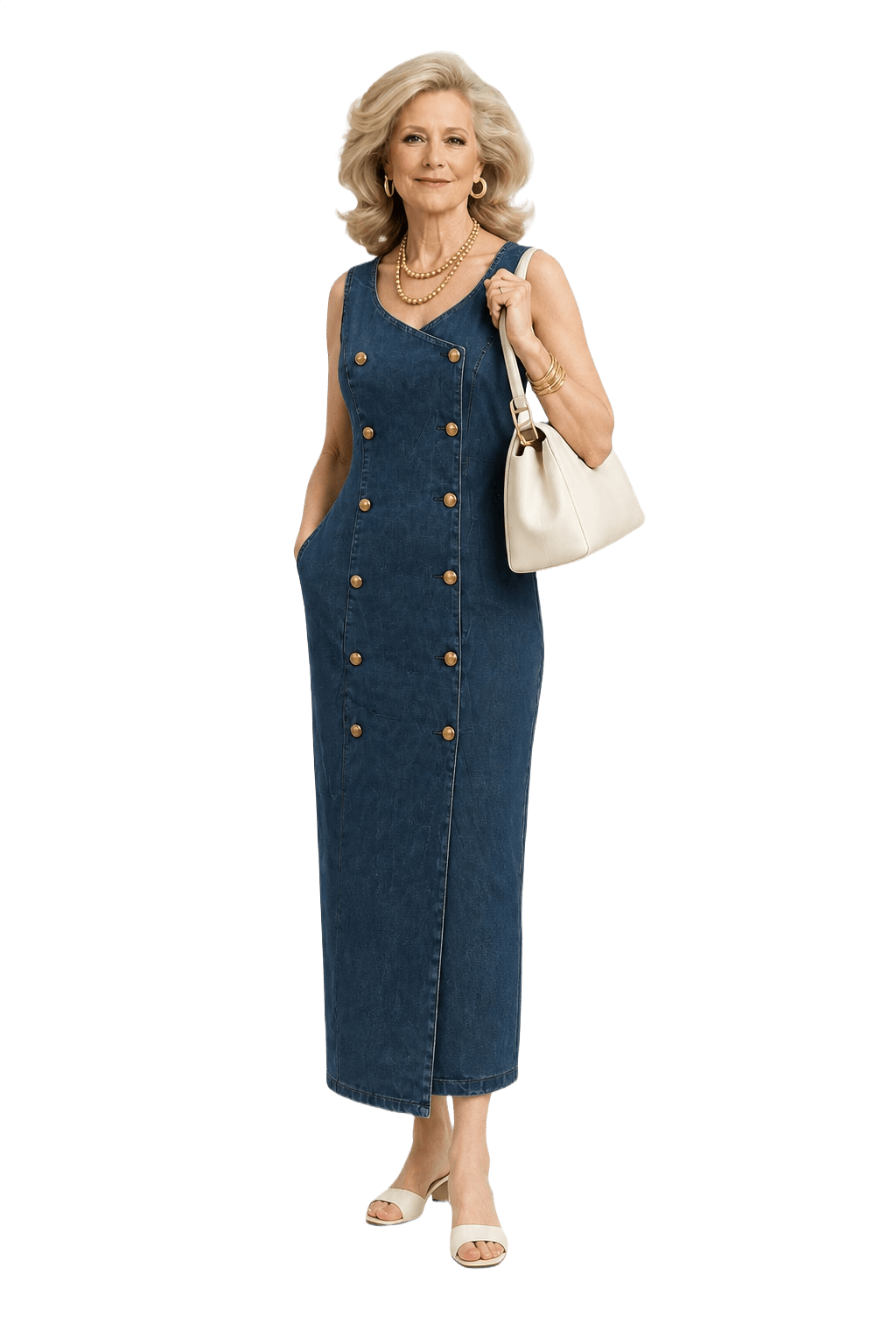 1980s Blue Denim Dress - Model