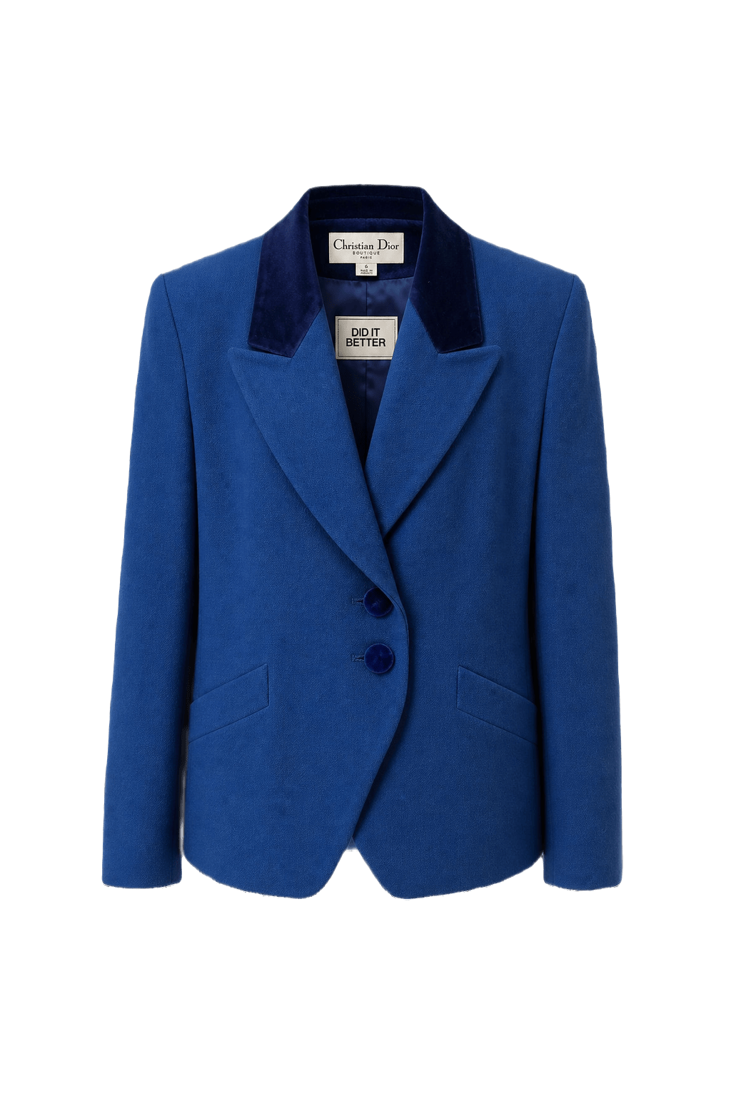 1980s Royal Blue Wool Blazer - Front View