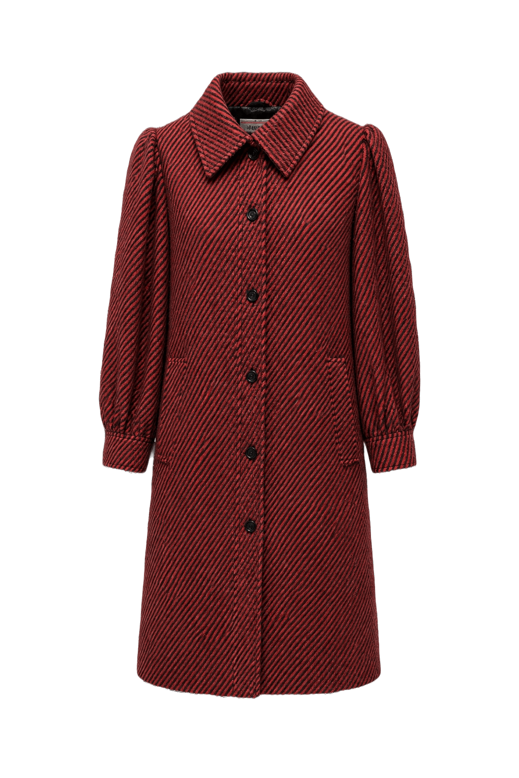 1970s Red Wool Stripe Coat - Front View