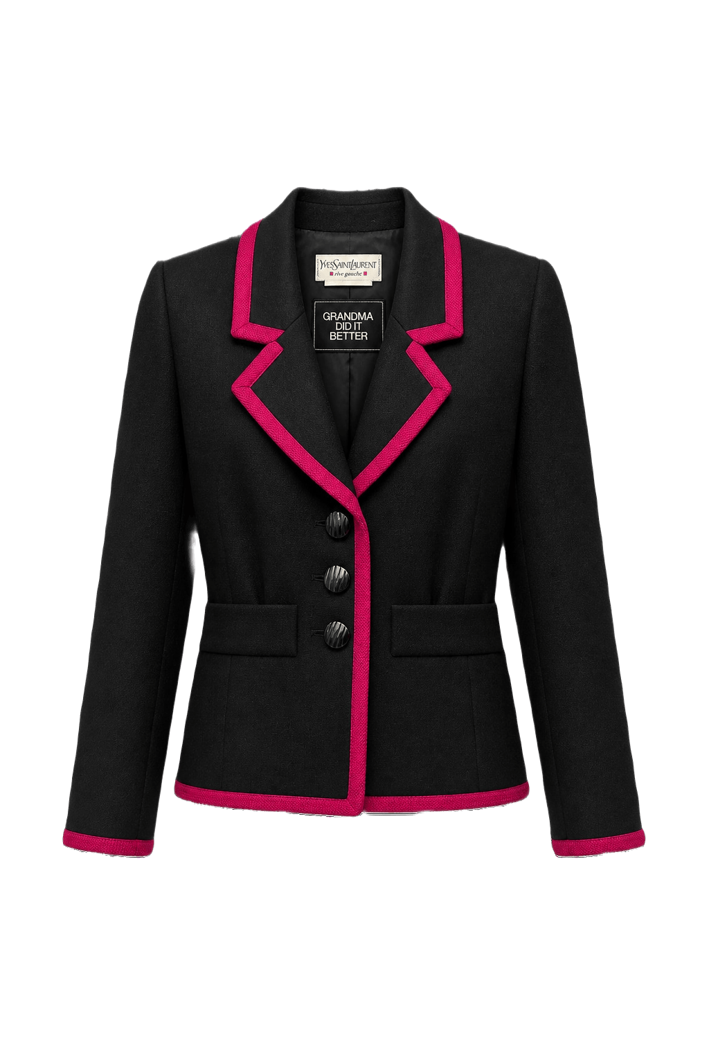 1980s Black Wool Blazer - Front View
