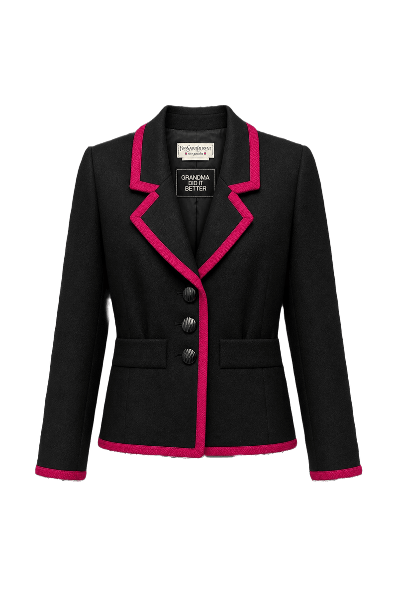 1980s Black Wool Blazer - Front View