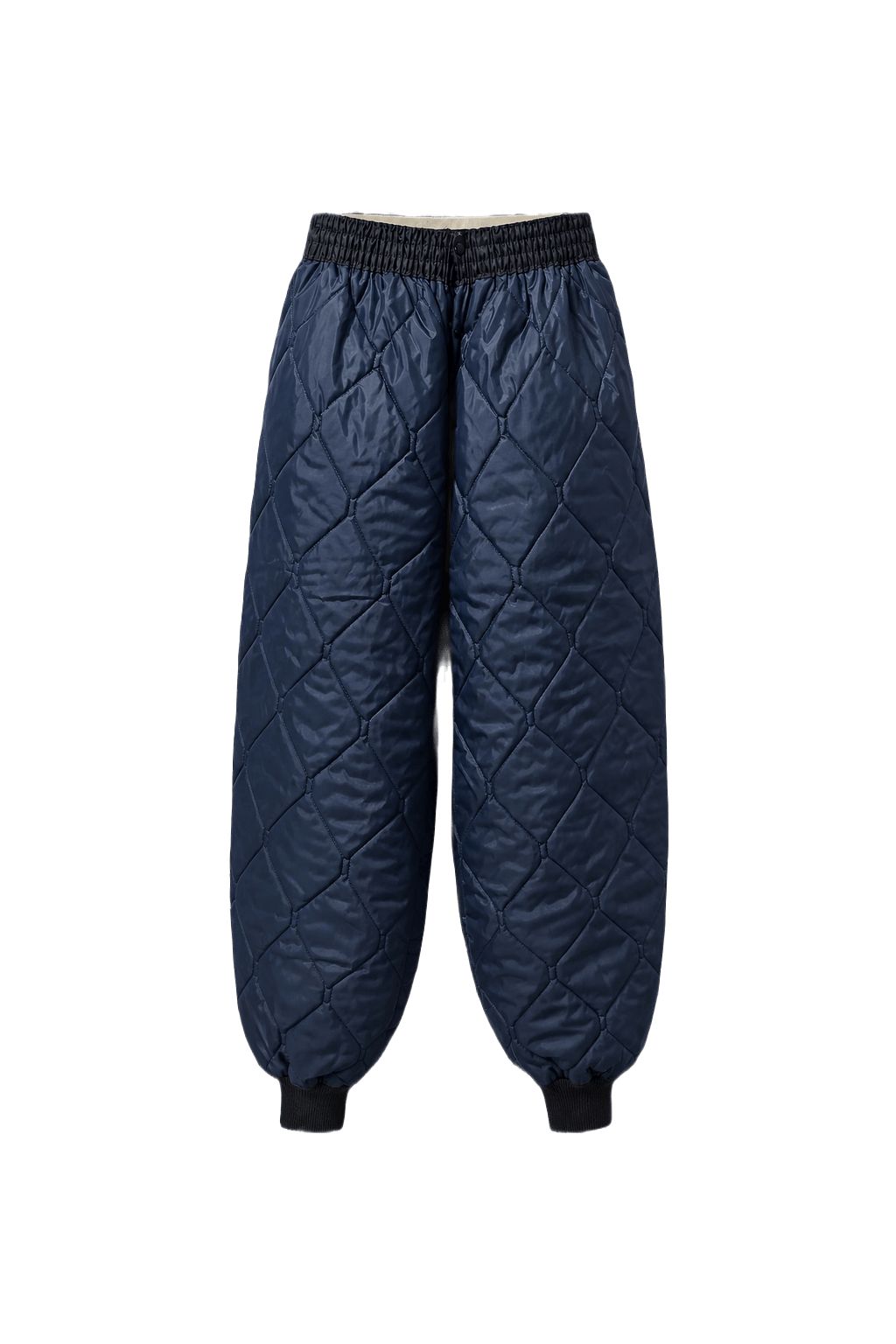 1980s Navy Blue Synthetic Pants - Front View