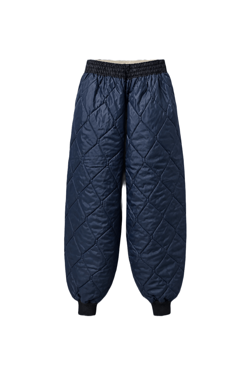 1980s Navy Blue Synthetic Pants - Front View