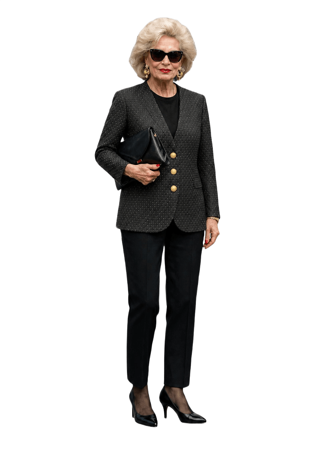 1980s Black Wool Blend Blazer - Model