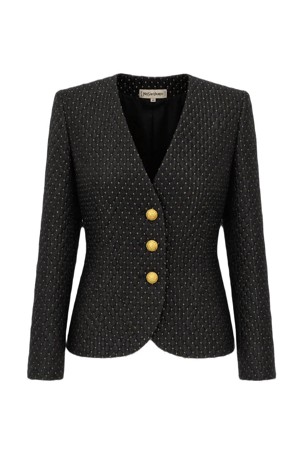1980s Black Wool Blend Blazer - Front View