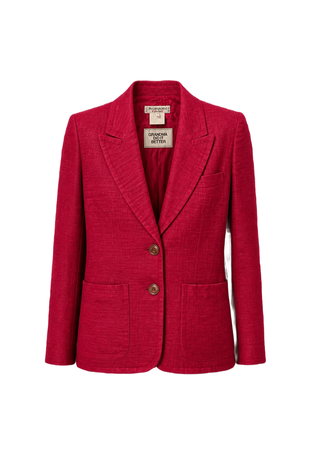 1980s Deep Red Wool Blazer - Front View