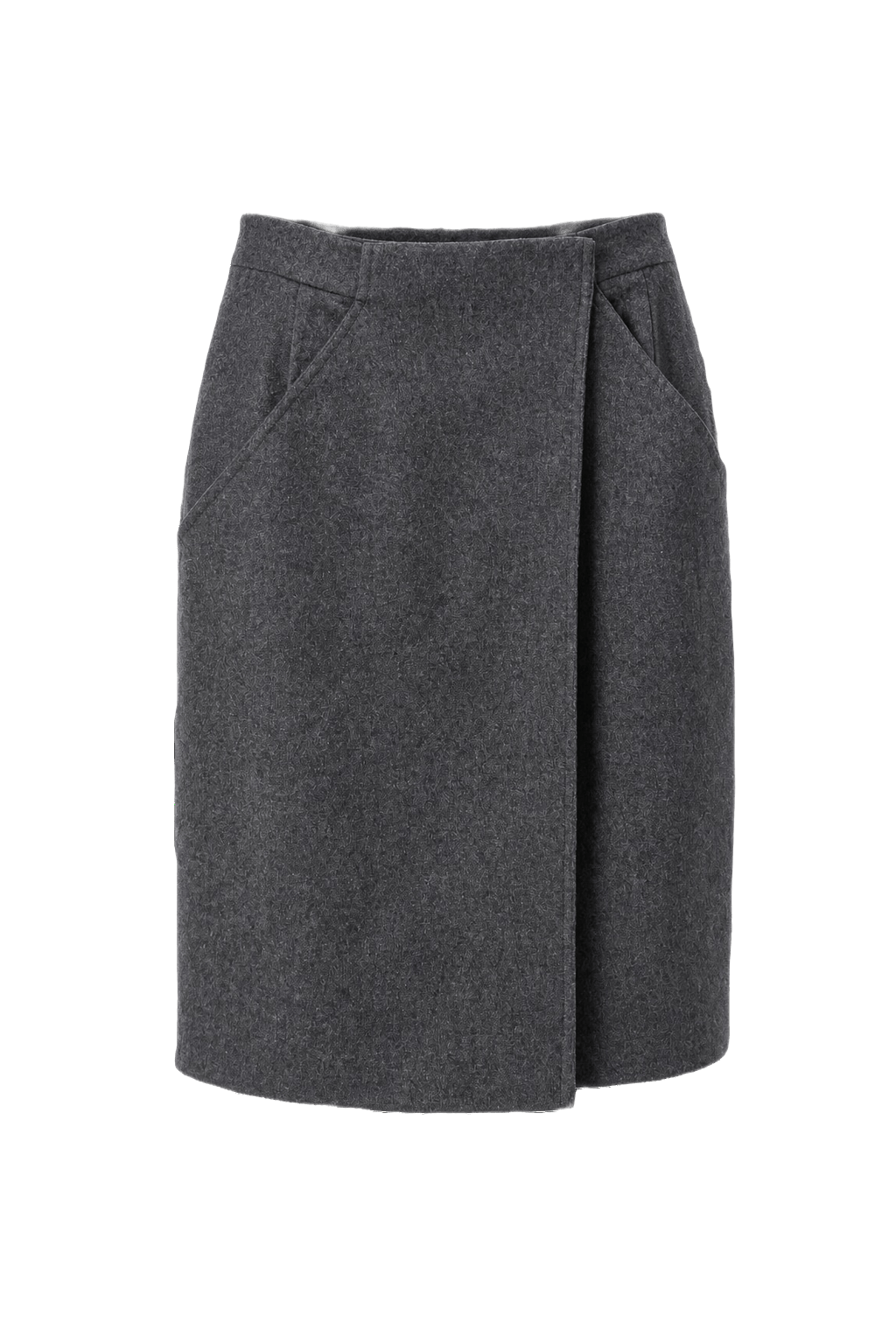 1970s Charcoal Grey Wool Blend Skirt - Front View
