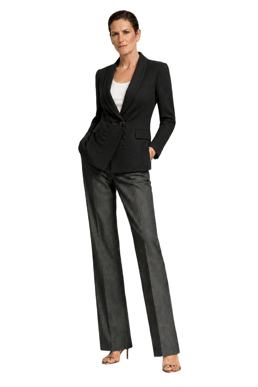 1970s Black Wool Blend Blazer - Model