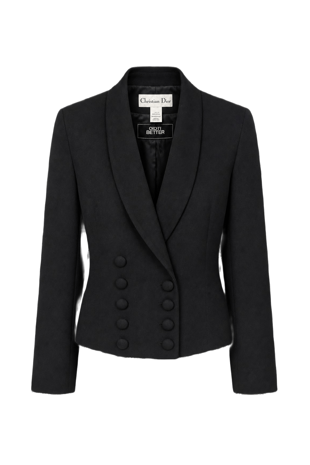 1970s Black Wool Blend Blazer - Front View