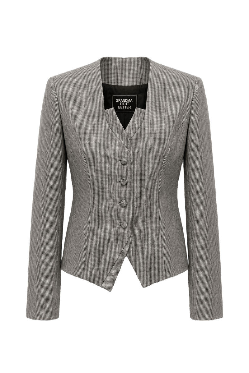 1970s Grey Wool Blend Blazer - Front View