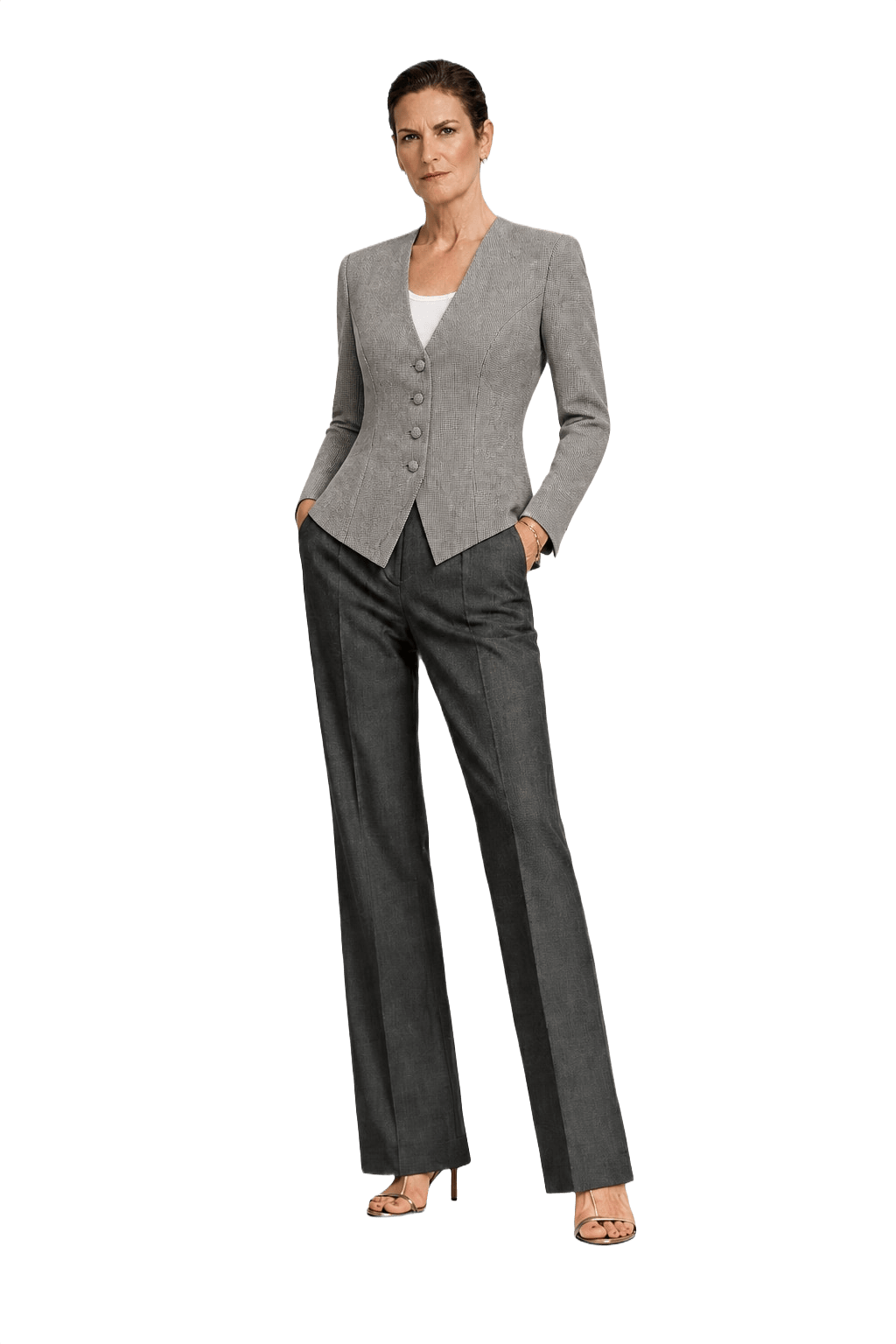 1970s Grey Wool Blend Blazer - Model
