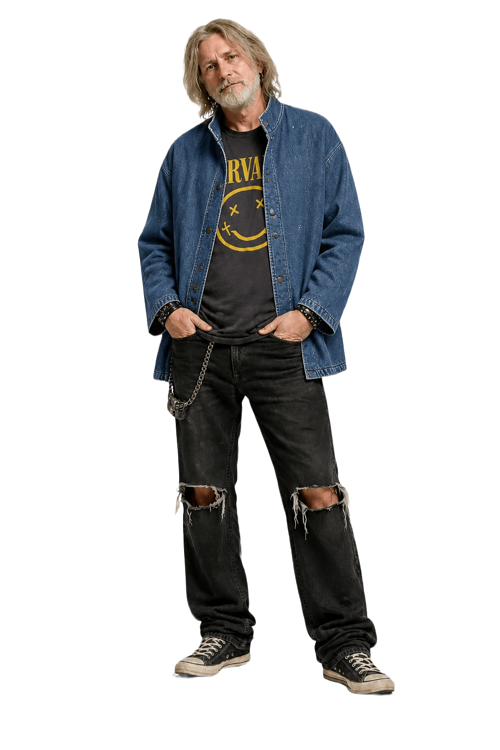 1990s Denim Blue Cotton Jacket - Model