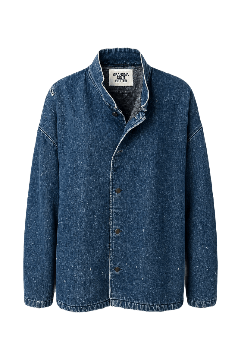 1990s Denim Blue Cotton Jacket - Front View