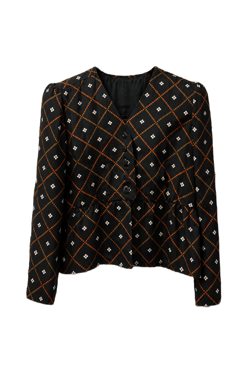 1970s Black Wool Blend Blazer - Front View
