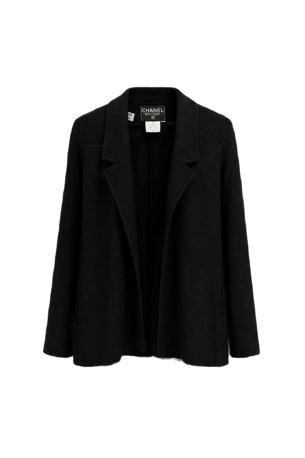 1990s Black Wool Blend Jacket - Front View