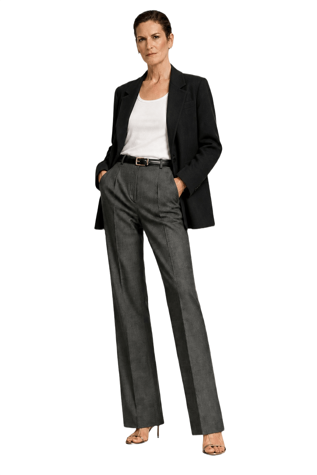 1990s Black Wool Blend Jacket - Model