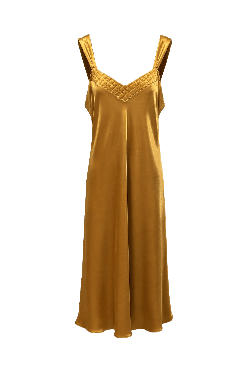 1990s Gold Satin Dress - Front View
