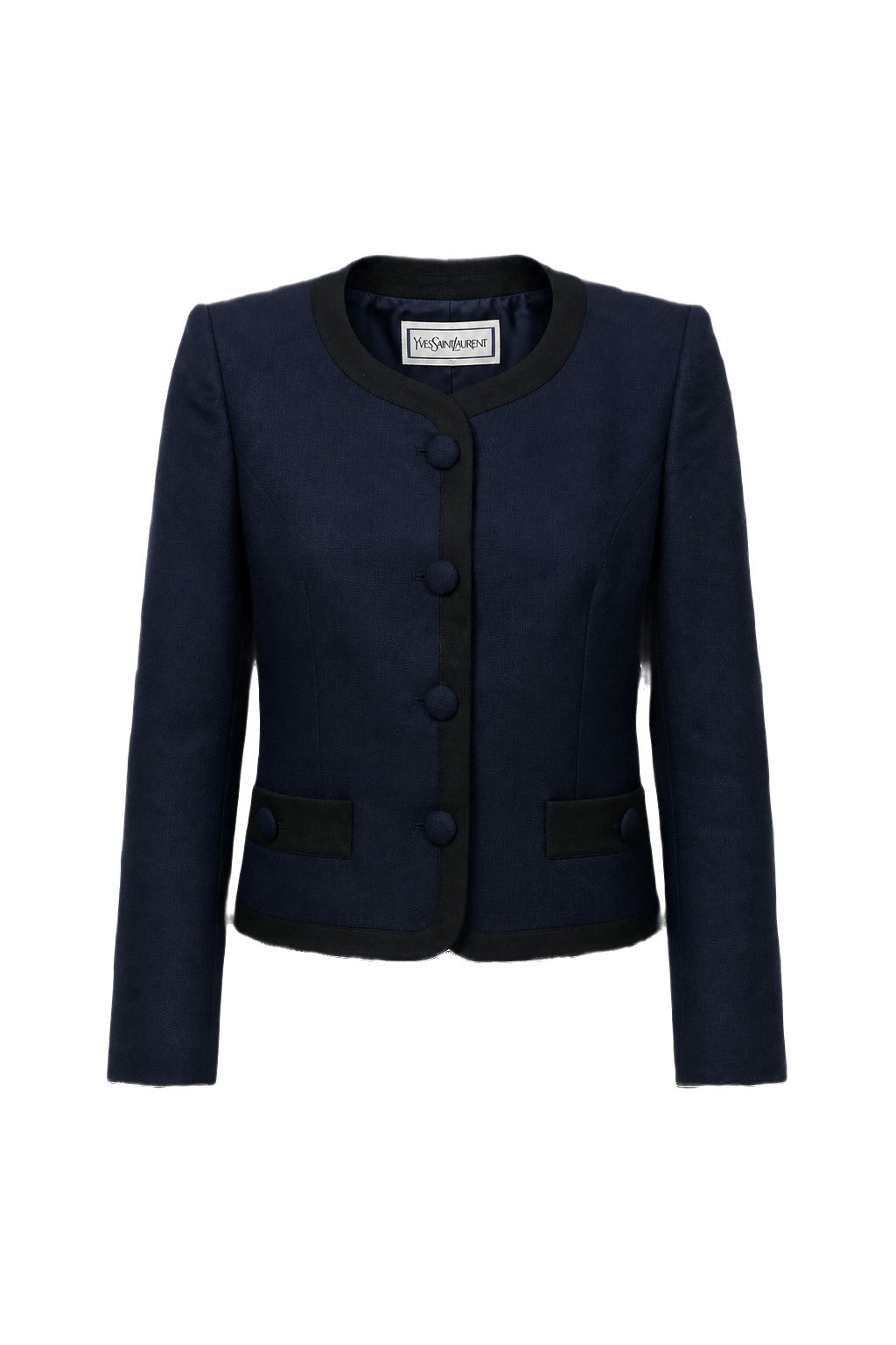 1990s Navy Blue Wool Blend Jacket - Front View