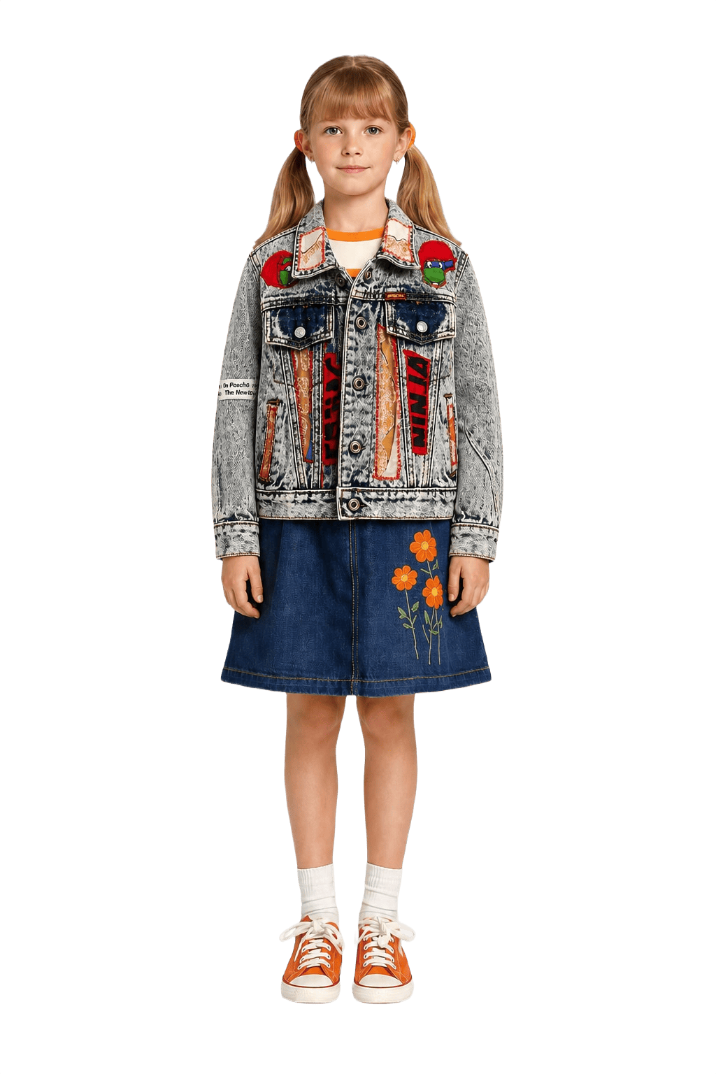 1990s Acid Wash Denim Kids Jacket - Model