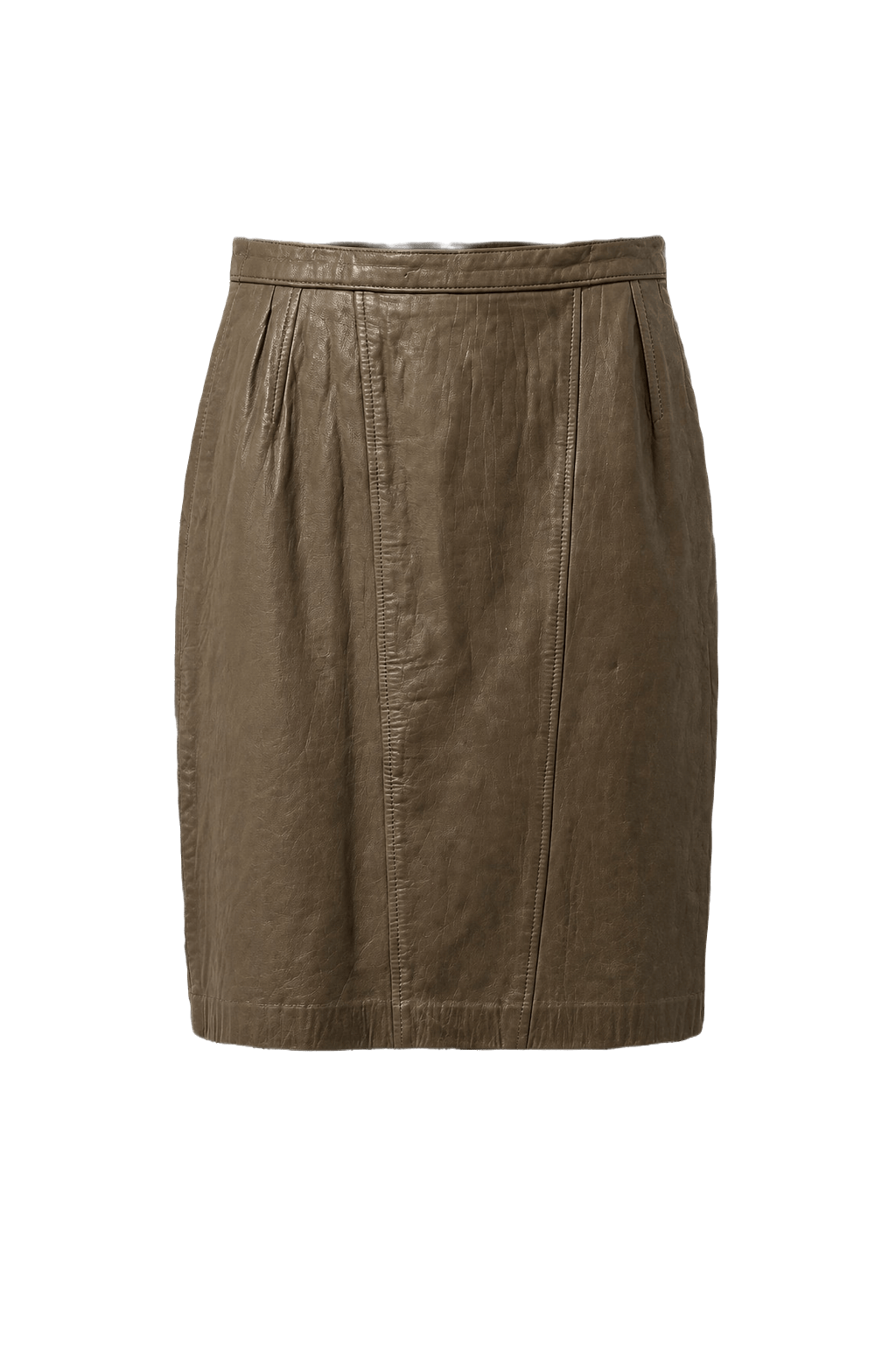 1980s Brown Leather Skirt - Front View