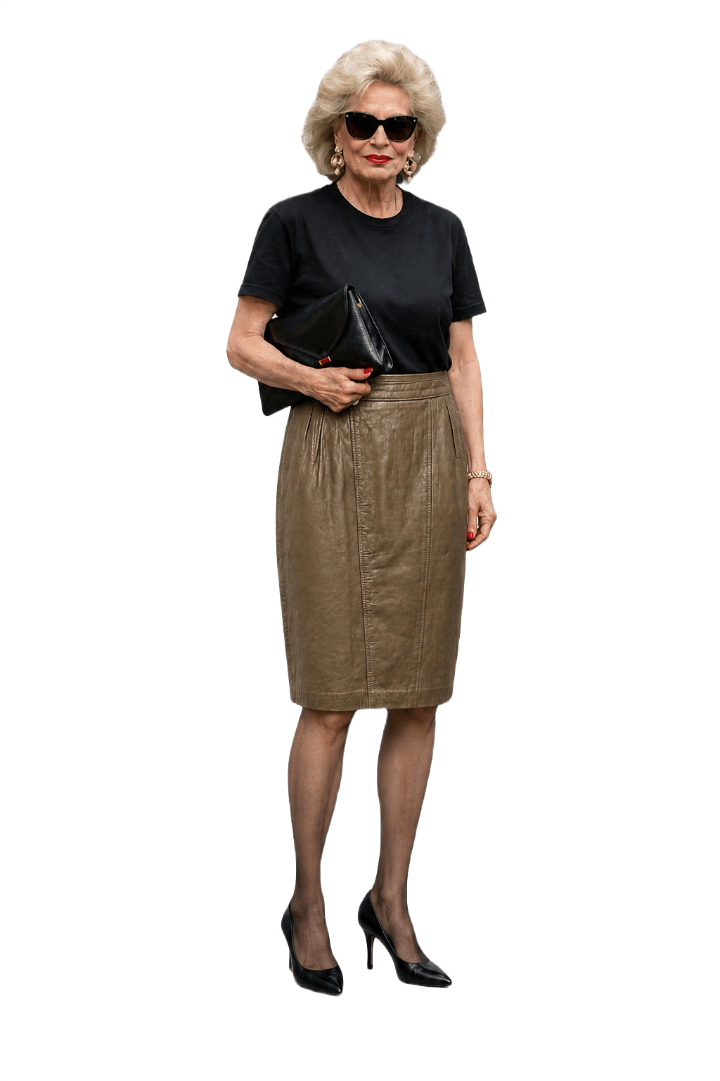 1980s Brown Leather Skirt - Model