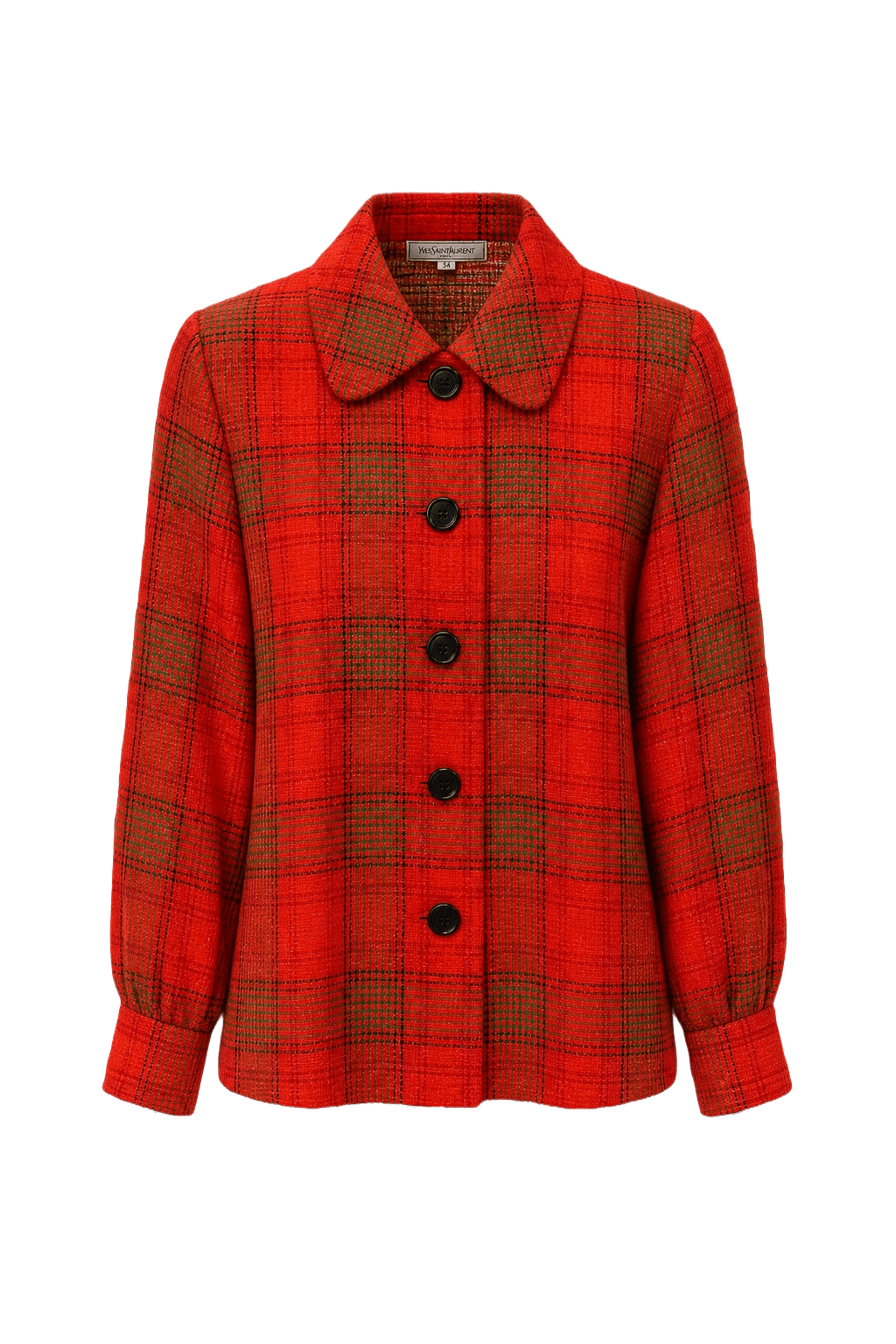 1970s Red Cotton Blend Jacket - Front View