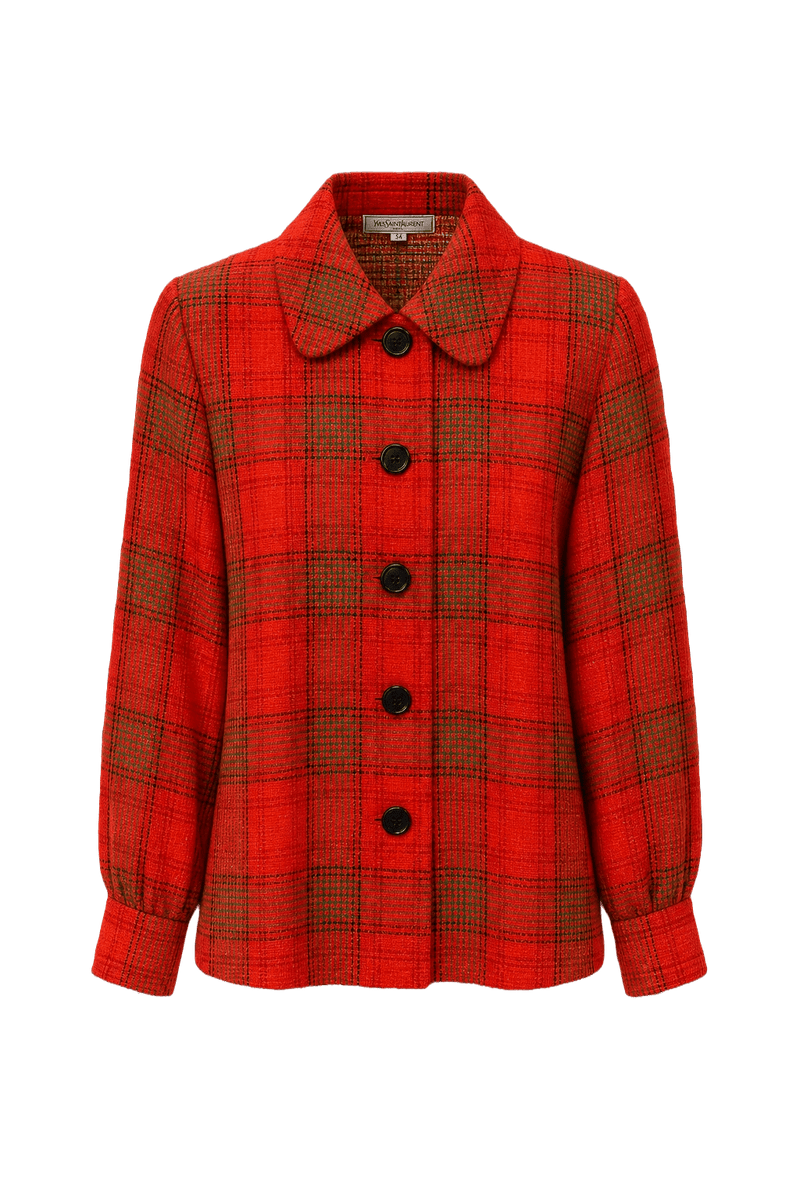 1970s Red Cotton Blend Jacket - Front View