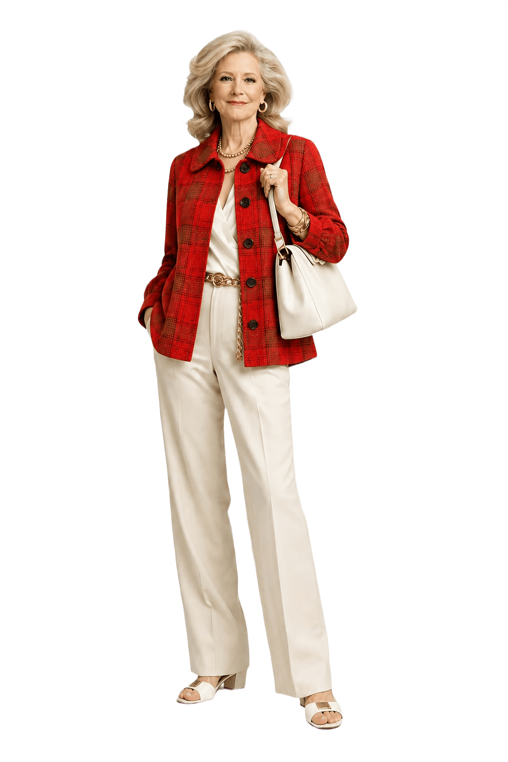 1970s Red Cotton Blend Jacket - Model