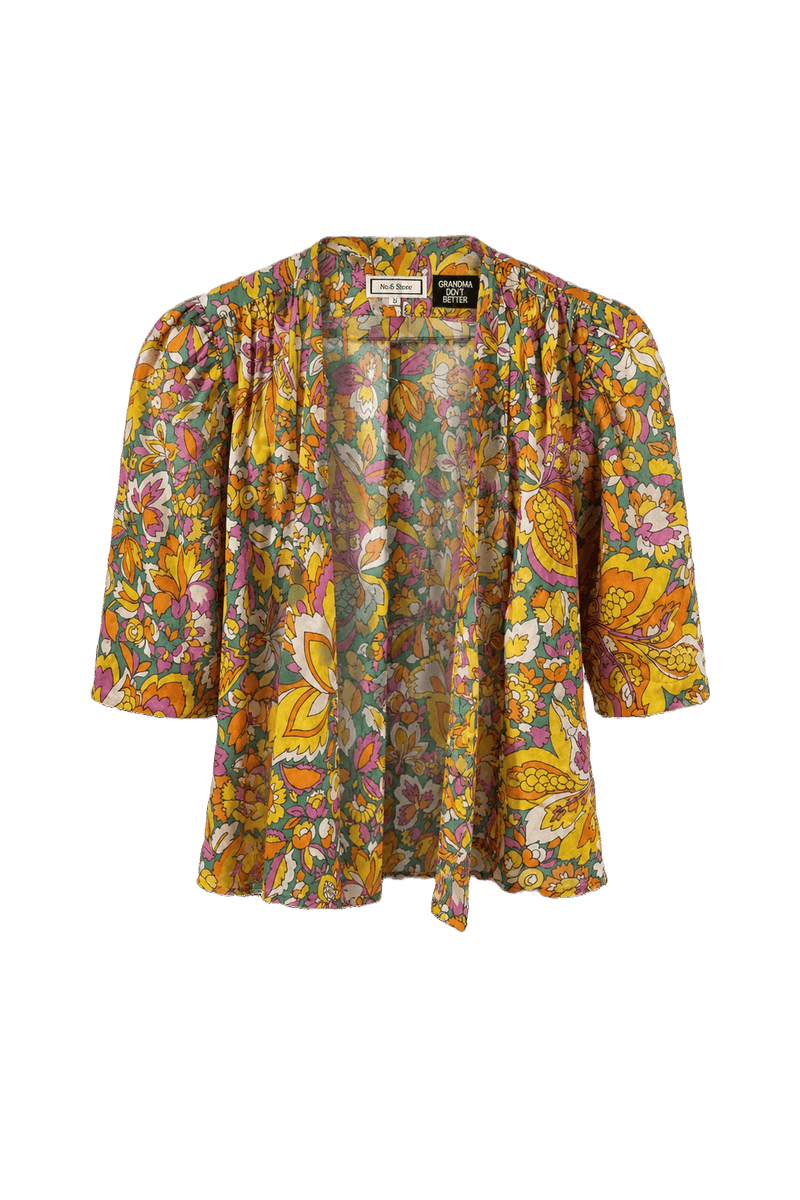 1970s Yellow Cotton Blouse - Front View