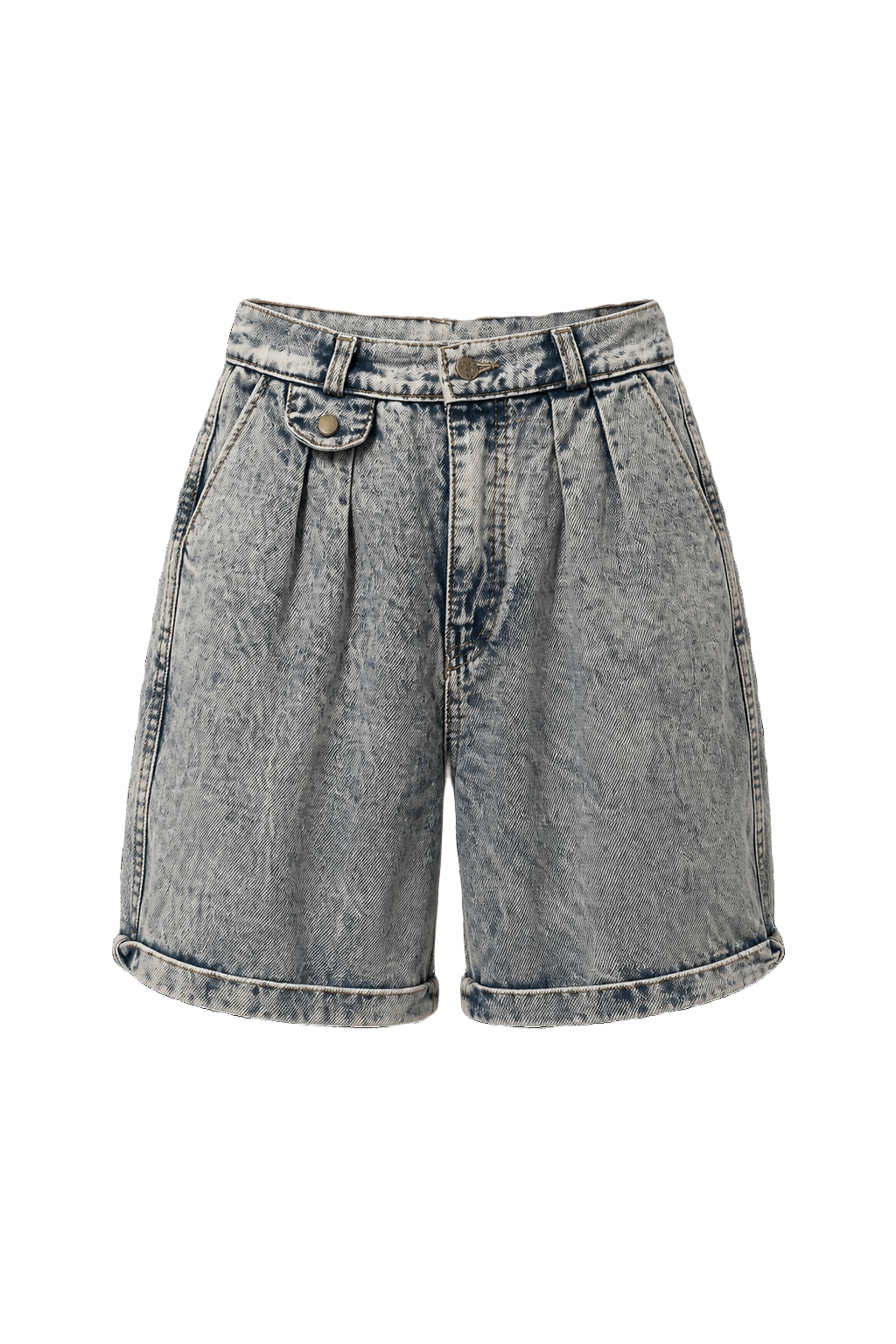 1980s Light Blue Denim Shorts - Front View