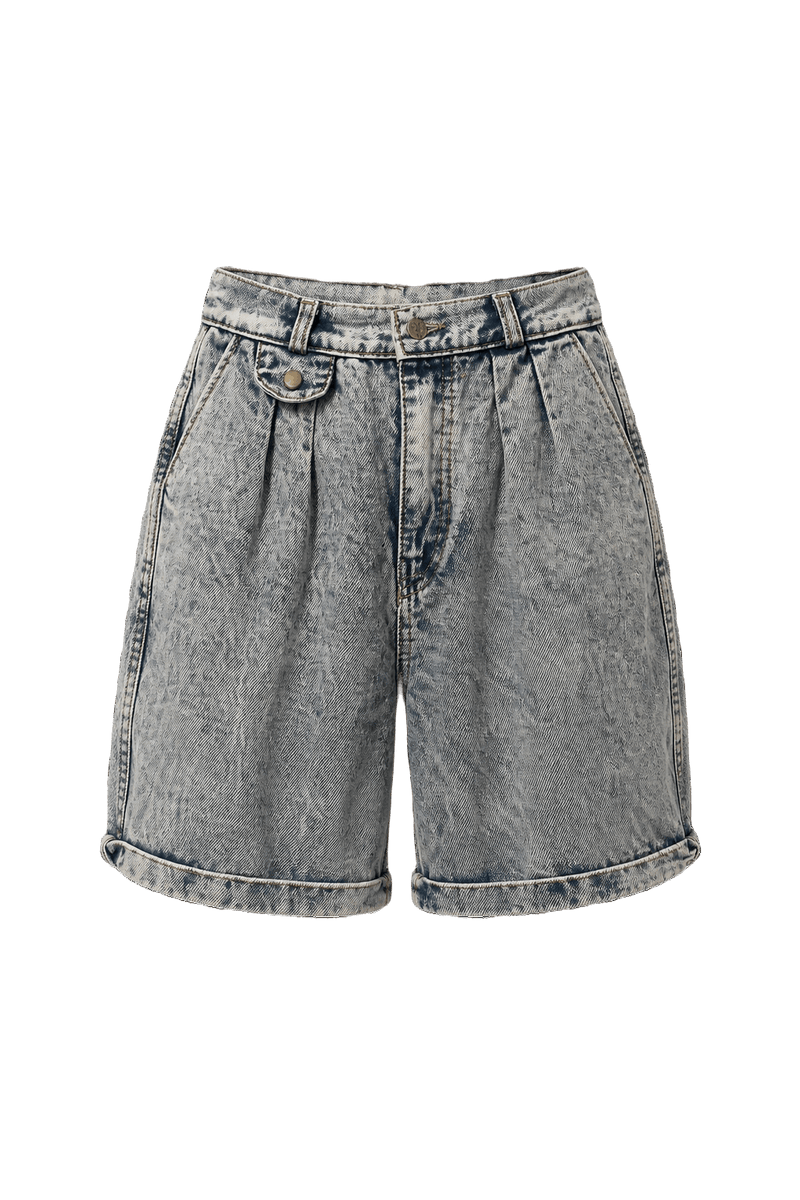 1980s Light Blue Denim Shorts - Front View