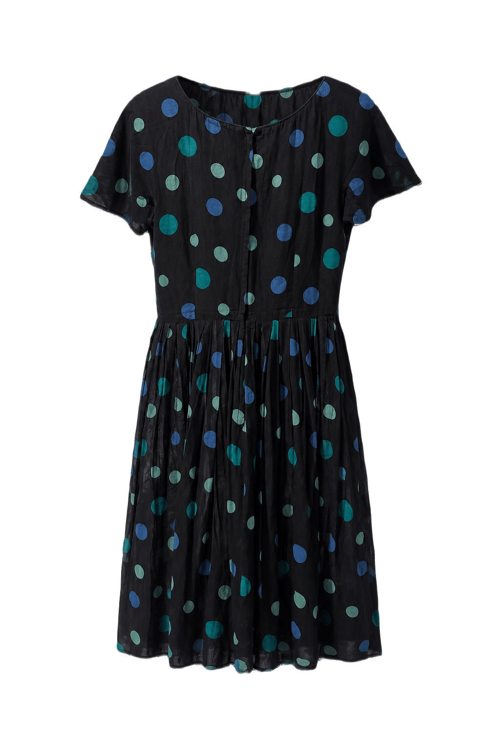 1960s Black Cotton Dress - Front View
