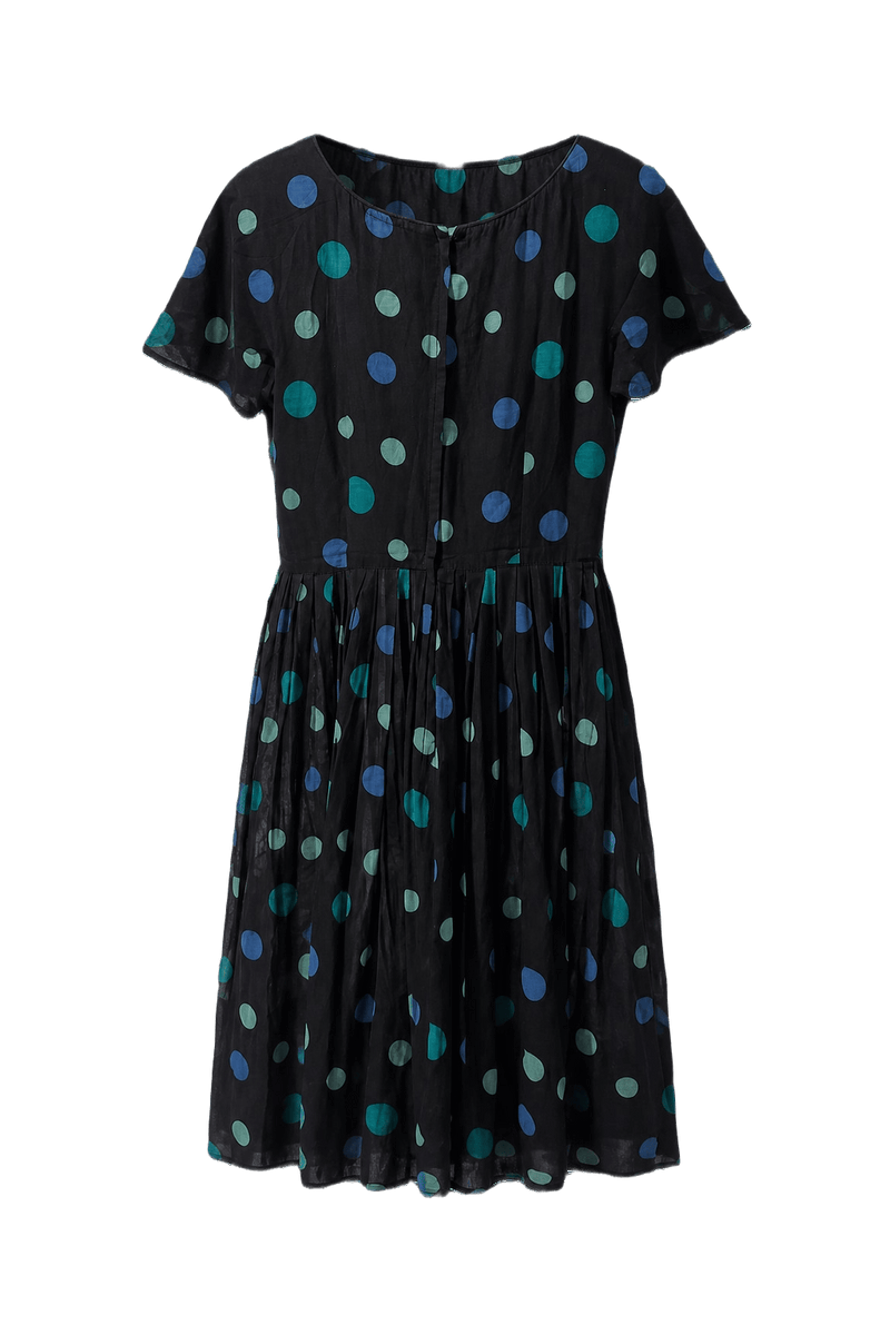 1960s Black Cotton Dress - Front View