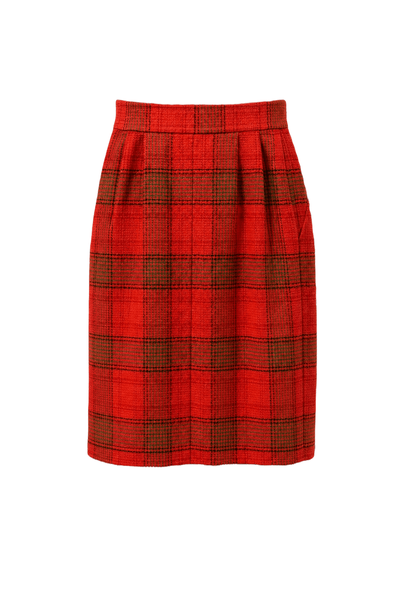 1970s Orange Wool Blend Skirt - Front View