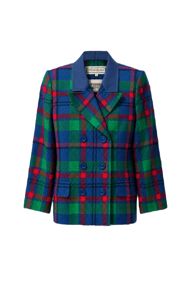 1970s Blue Wool Blend Blazer - Front View