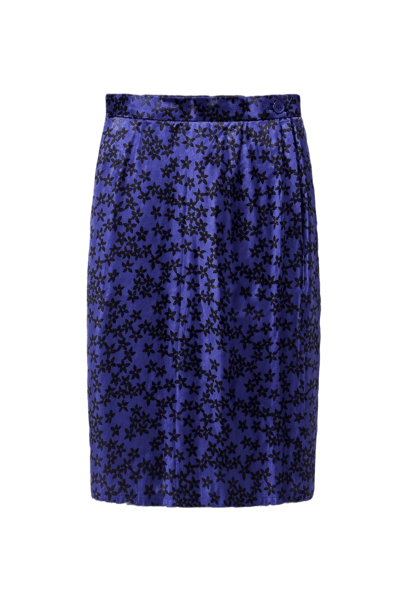 1970s Blue Polyester Skirt - Front View
