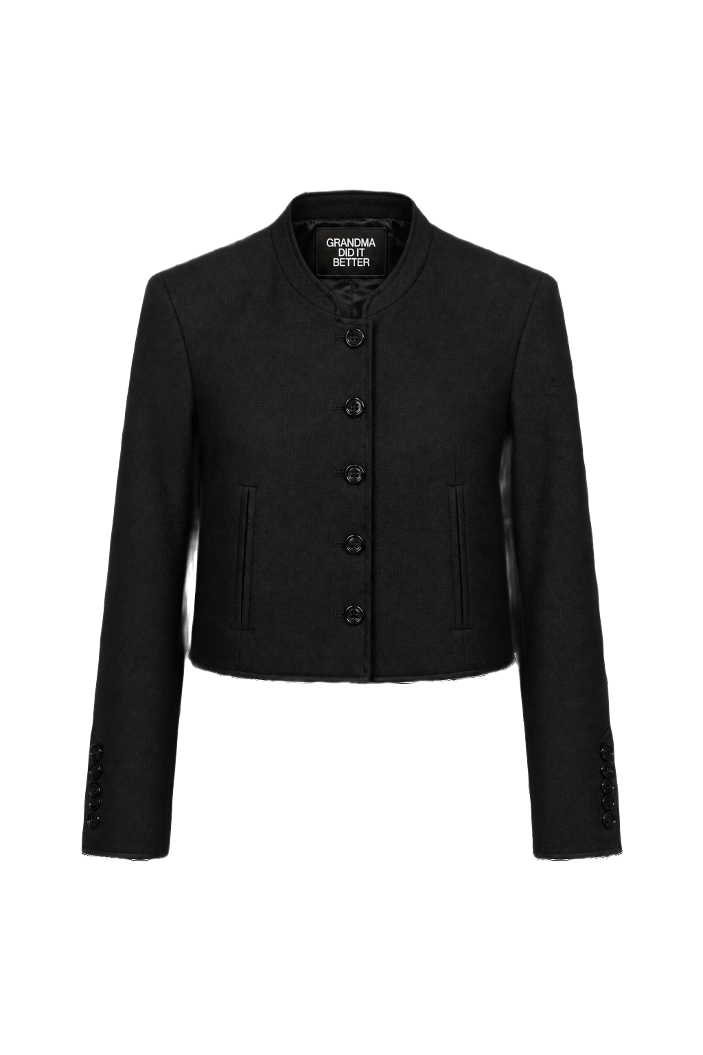 1990s Black Wool Blend Blazer - Front View
