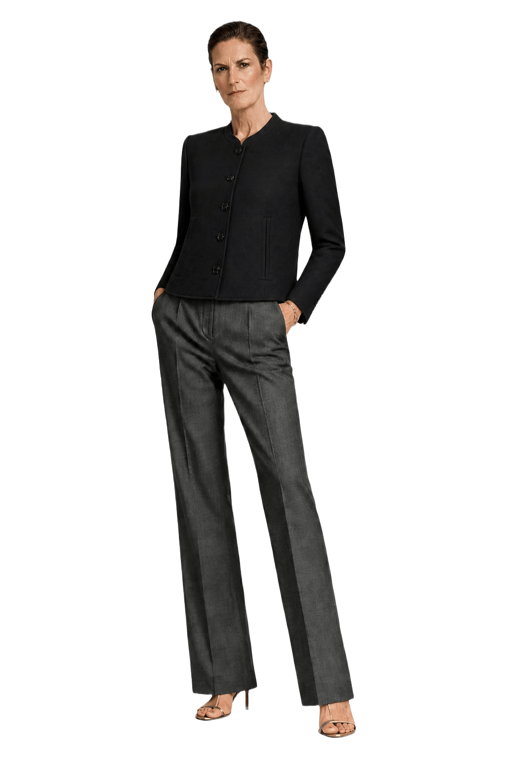 1990s Black Wool Blend Blazer - Model